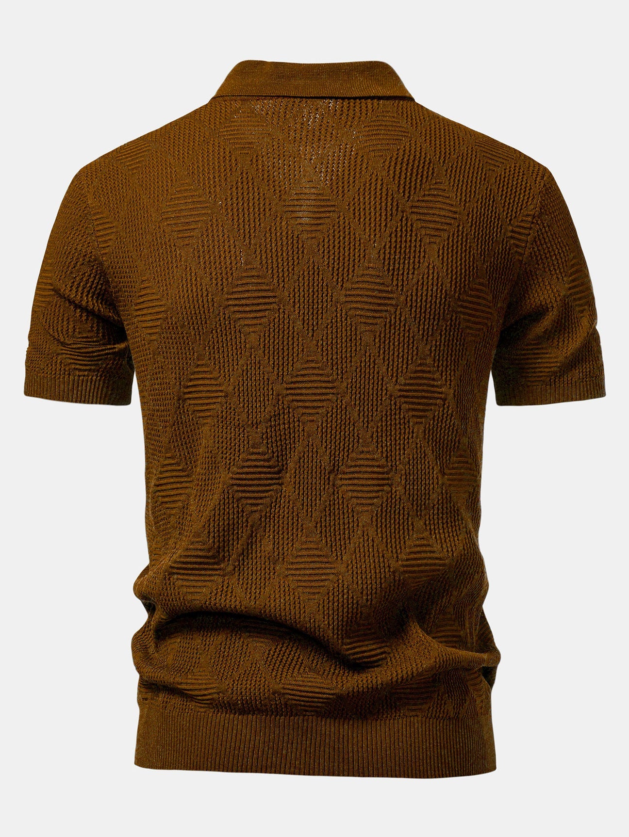 Beau Garcon | Rhombus Textured Zip Up Knitted Polo Shirt