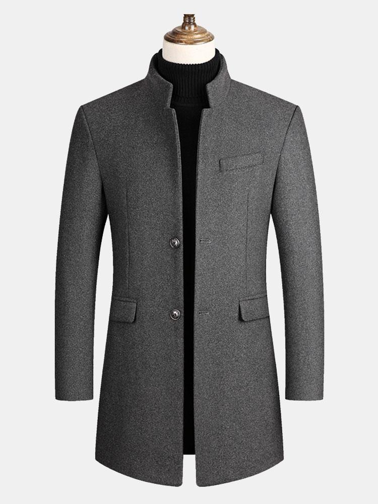 Beau Garcon | Stand Collar Woolen Overcoat