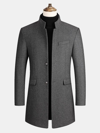 Beau Garcon | Stand Collar Woolen Overcoat