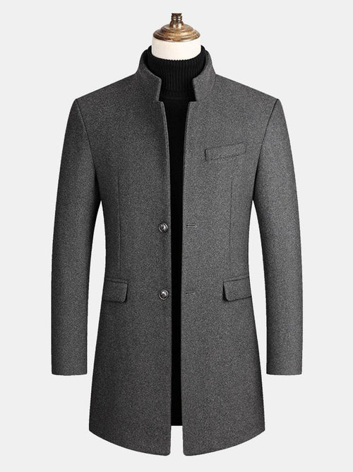 Beau Garcon | Stand Collar Woolen Overcoat