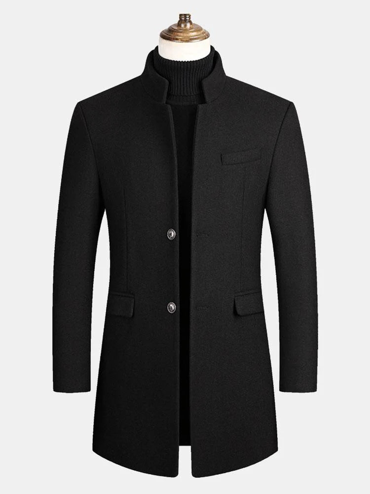Beau Garcon | Stand Collar Woolen Overcoat
