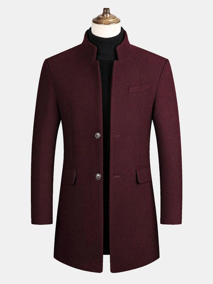 Beau Garcon | Stand Collar Woolen Overcoat