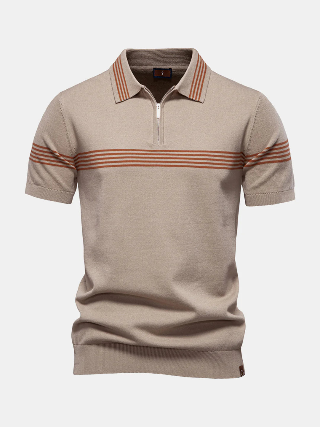 Beau Garcon | Stripe Knit Zip Up Polo Shirt