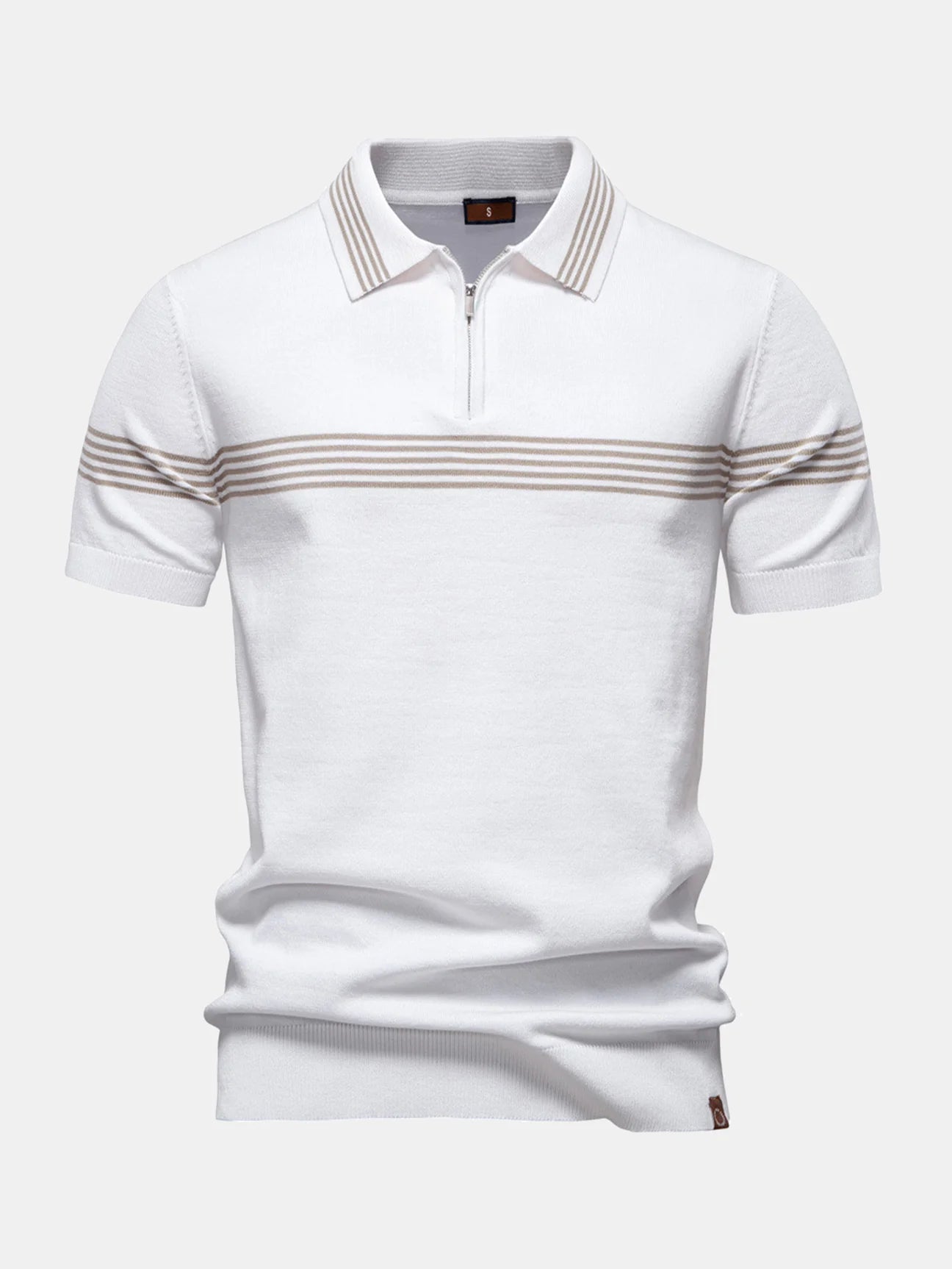 Beau Garcon | Stripe Knit Zip Up Polo Shirt