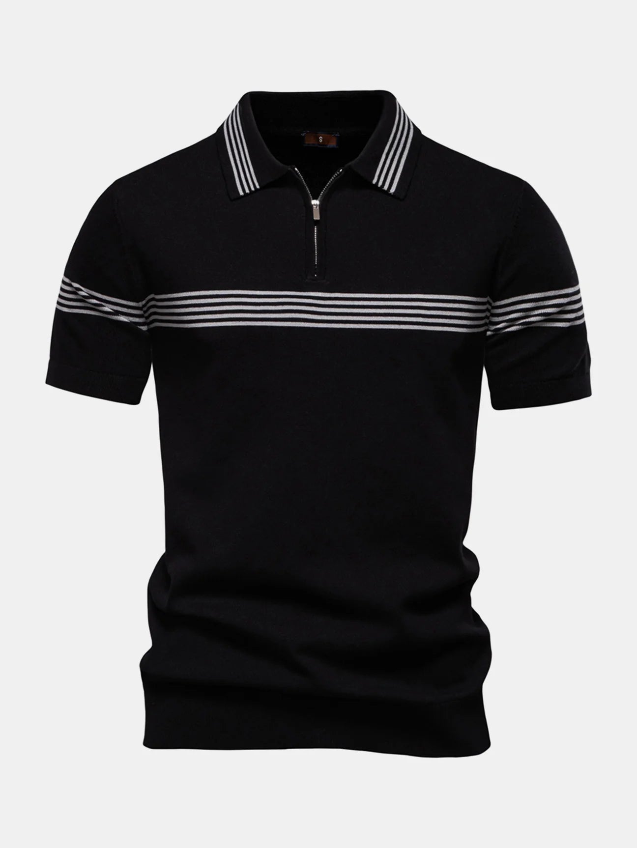 Beau Garcon | Stripe Knit Zip Up Polo Shirt