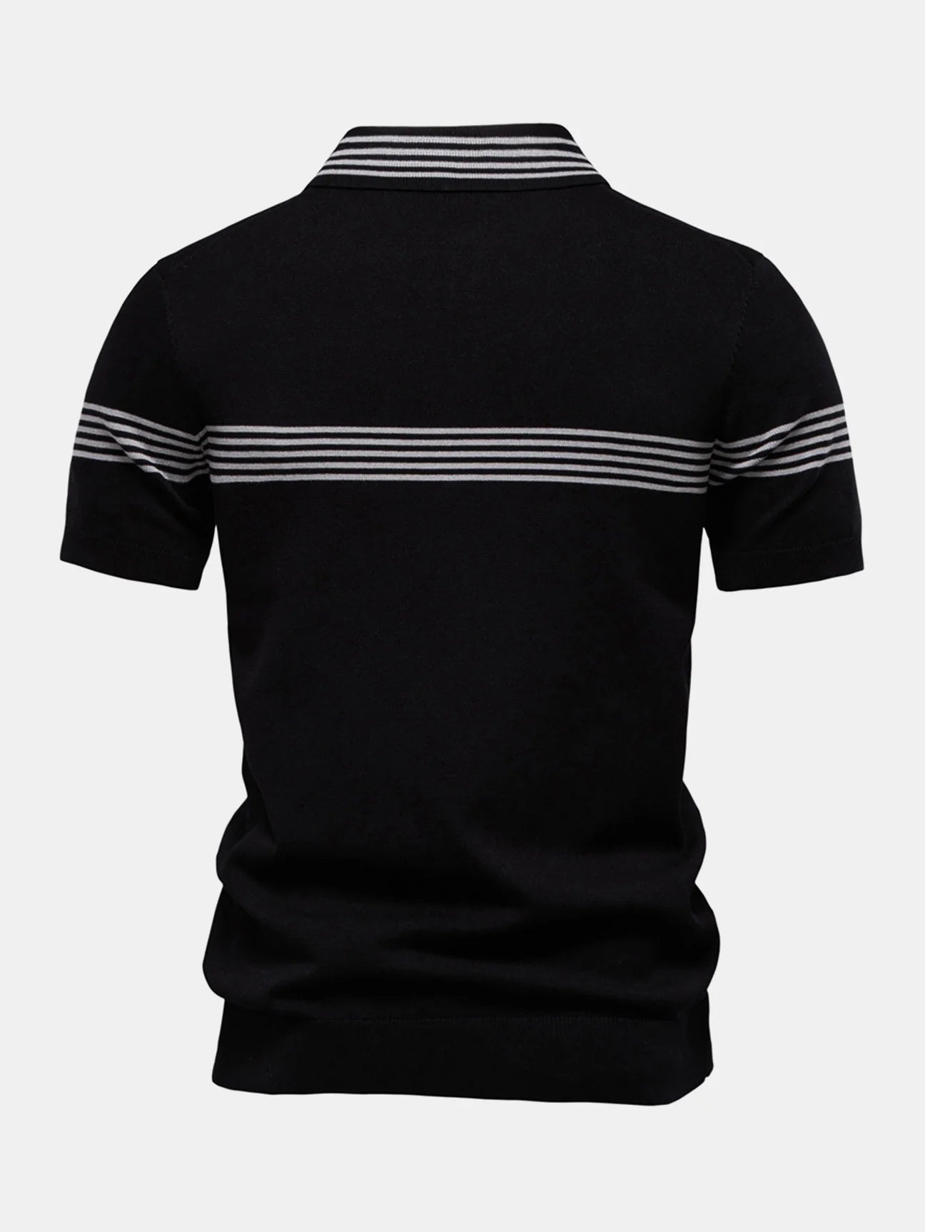 Beau Garcon | Stripe Knit Zip Up Polo Shirt