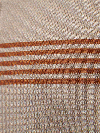 Beau Garcon | Stripe Knit Zip Up Polo Shirt