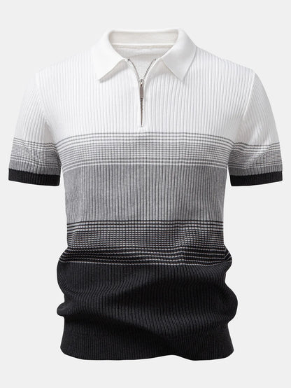 Beau Garcon | Striped Gradient Knitted Polo Shirt