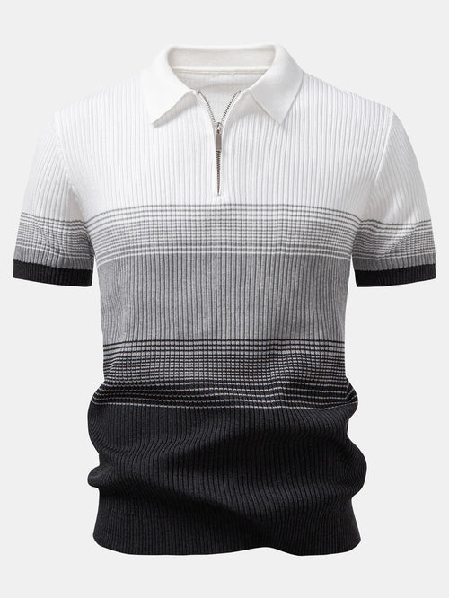 Beau Garcon | Striped Gradient Knitted Polo Shirt