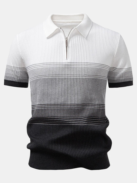 Beau Garcon | Striped Gradient Knitted Polo Shirt