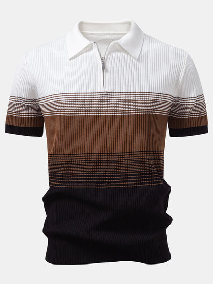 Beau Garcon | Striped Gradient Knitted Polo Shirt