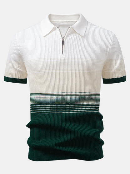 Beau Garcon | Striped Gradient Knitted Polo Shirt