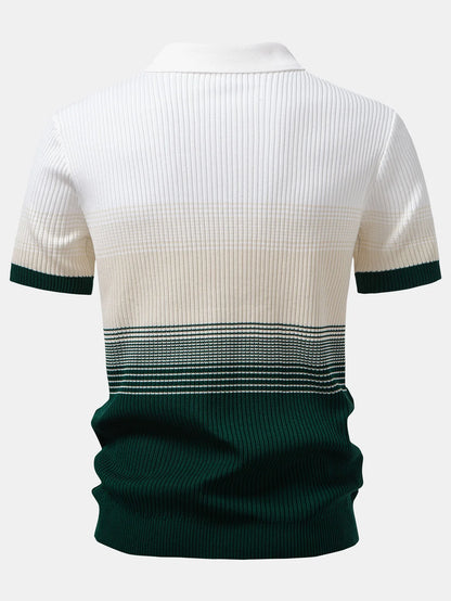 Beau Garcon | Striped Gradient Knitted Polo Shirt