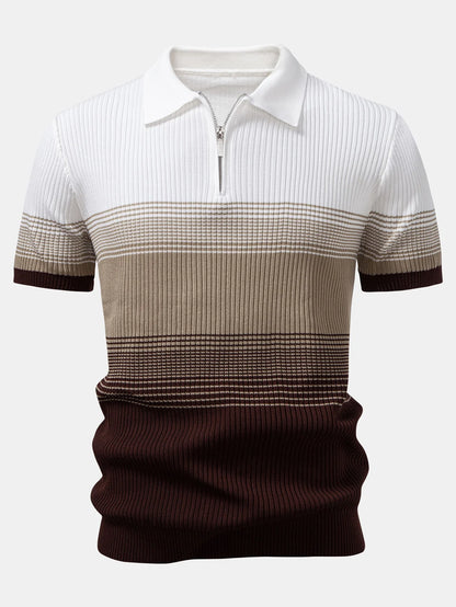 Beau Garcon | Striped Gradient Knitted Polo Shirt