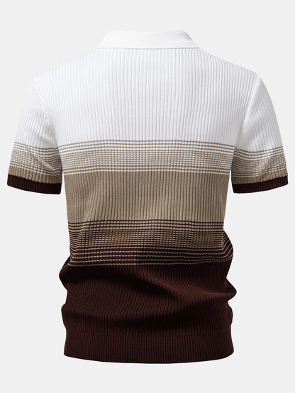 Beau Garcon | Striped Gradient Knitted Polo Shirt