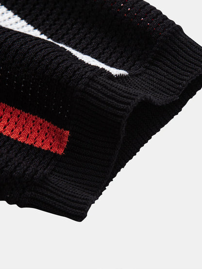 Beau Garcon | Striped Knit Zip Up Polo Shirt