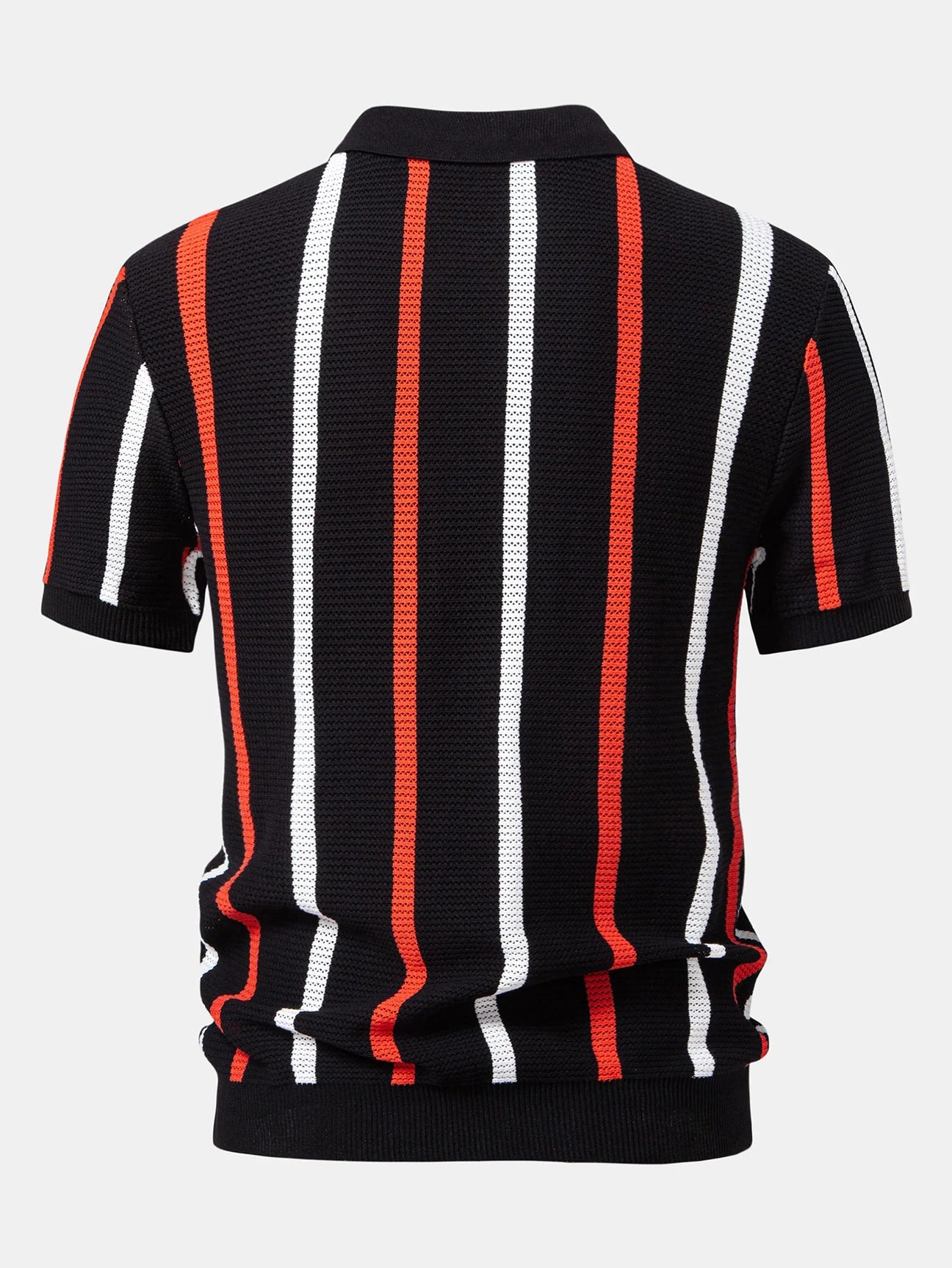 Beau Garcon | Striped Knit Zip Up Polo Shirt