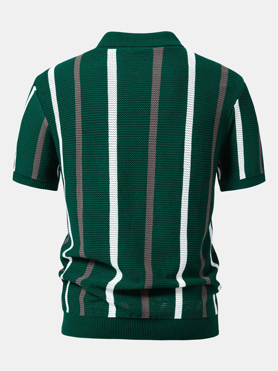 Beau Garcon | Striped Knit Zip Up Polo Shirt