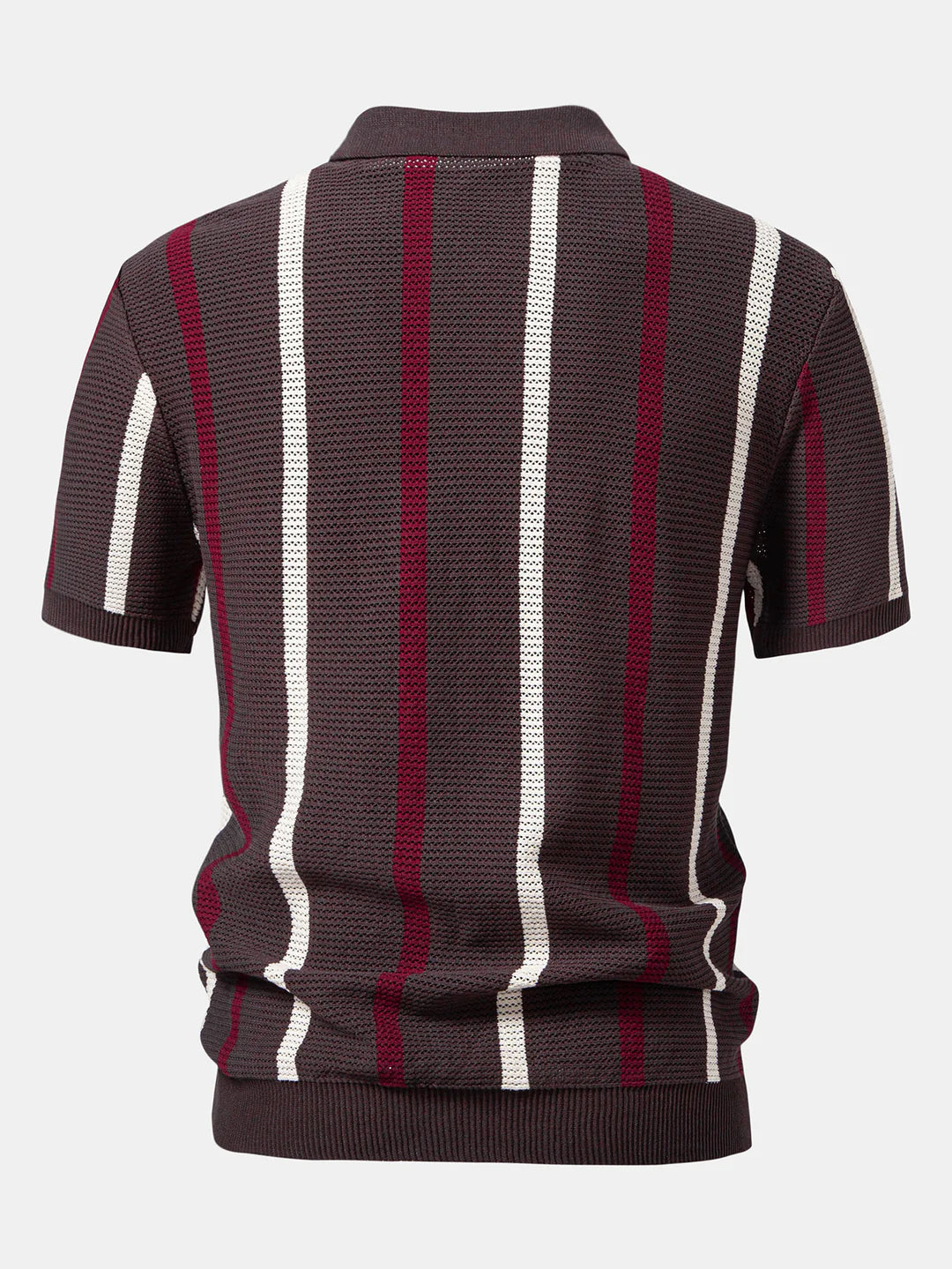 Beau Garcon | Striped Knit Zip Up Polo Shirt