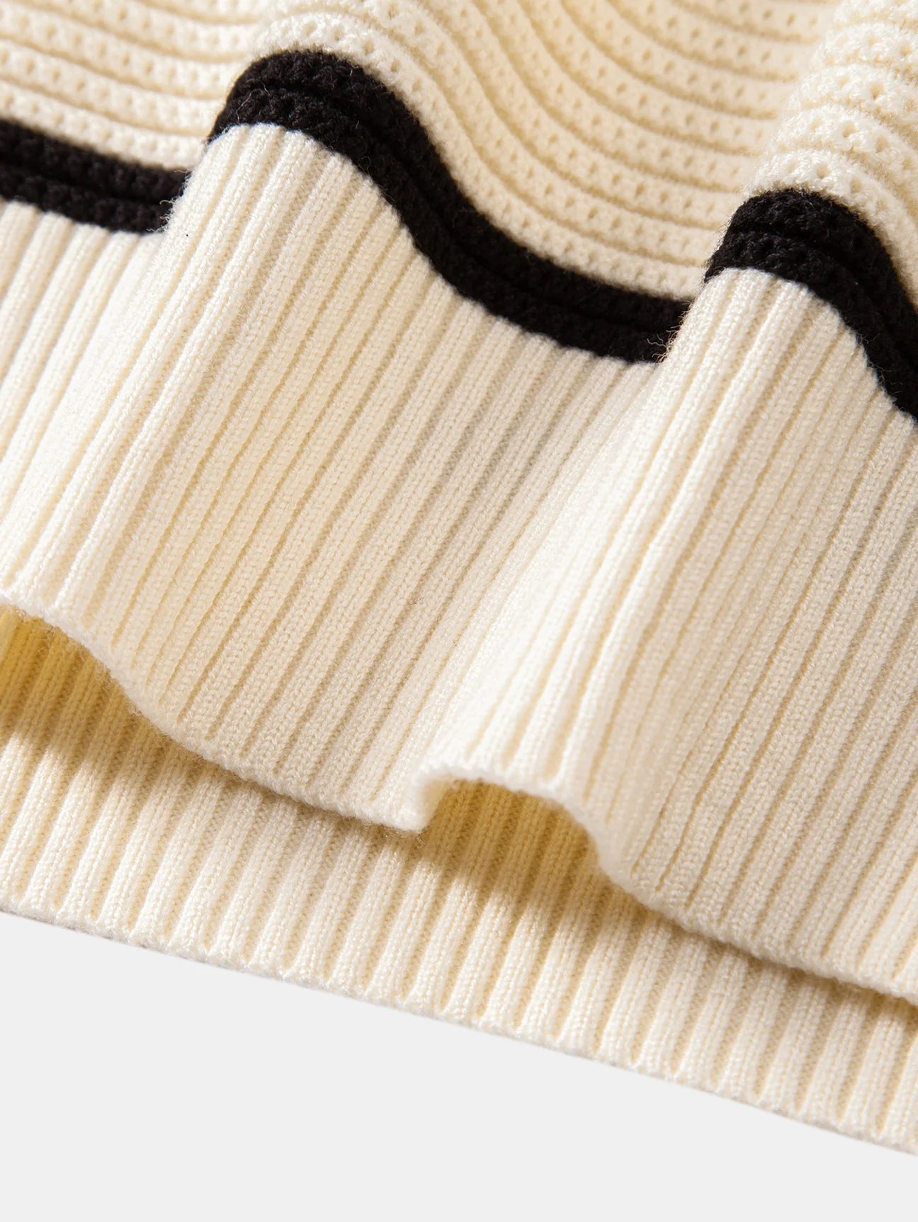 Beau Garcon | Striped Textured Zip Knit Polo Shirt