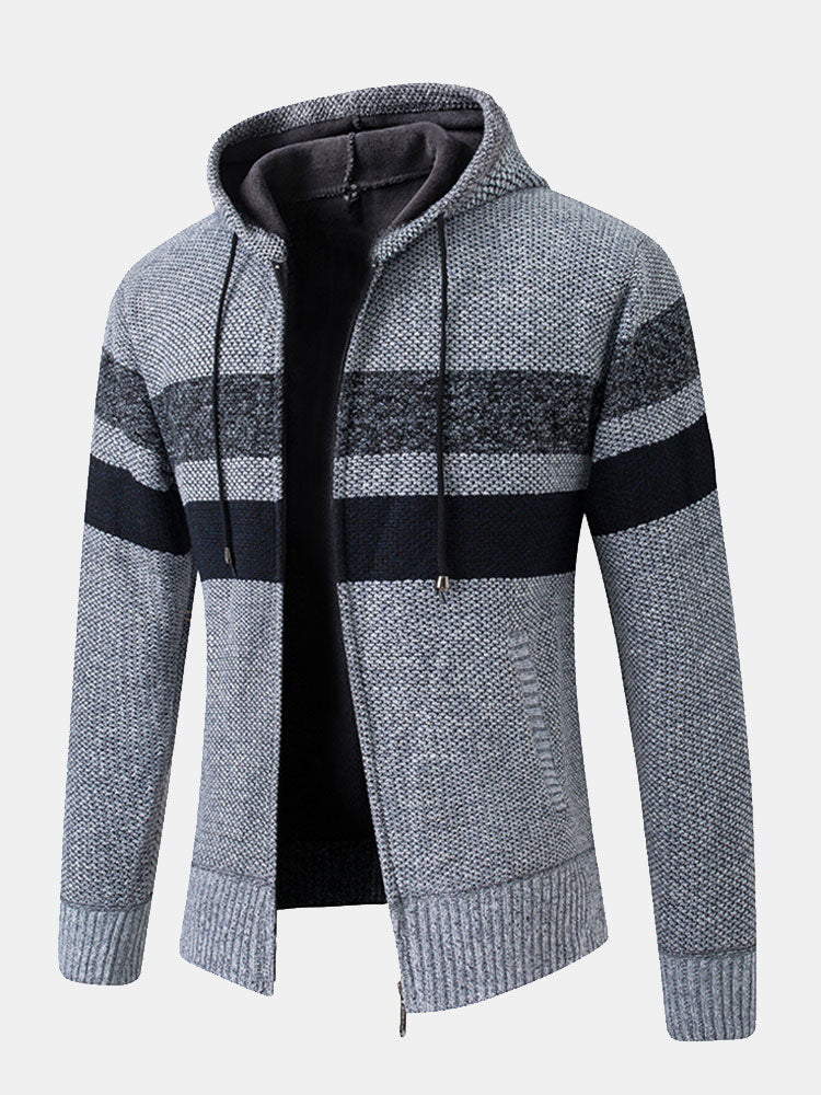 Beau Garcon | Striped Zip Up Hooded Sweater