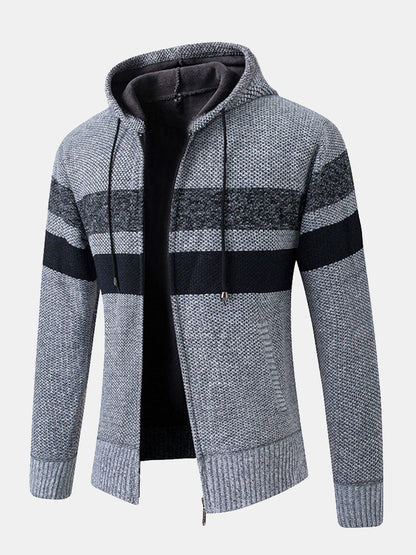 Beau Garcon | Striped Zip Up Hooded Sweater