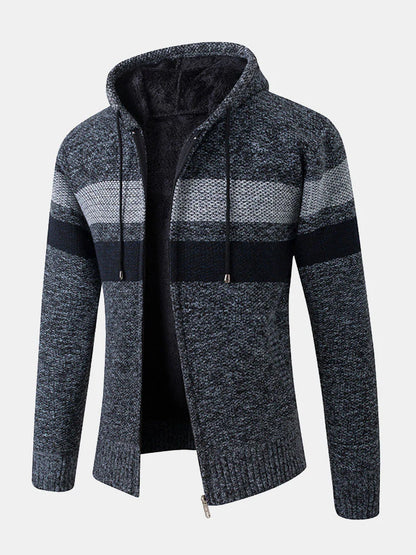 Beau Garcon | Striped Zip Up Hooded Sweater