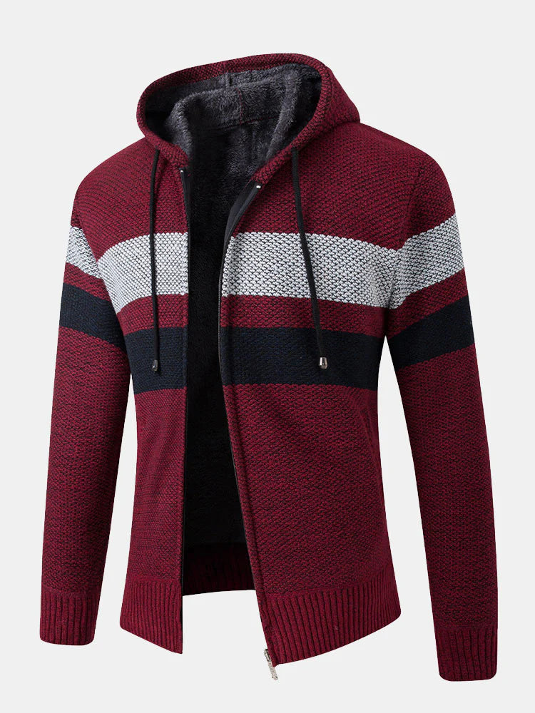 Beau Garcon | Striped Zip Up Hooded Sweater