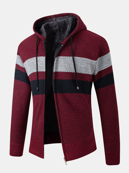Beau Garcon | Striped Zip Up Hooded Sweater