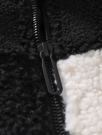 Beau Garcon | Teddy Fleece Checkerboard Stand Collar Jacket