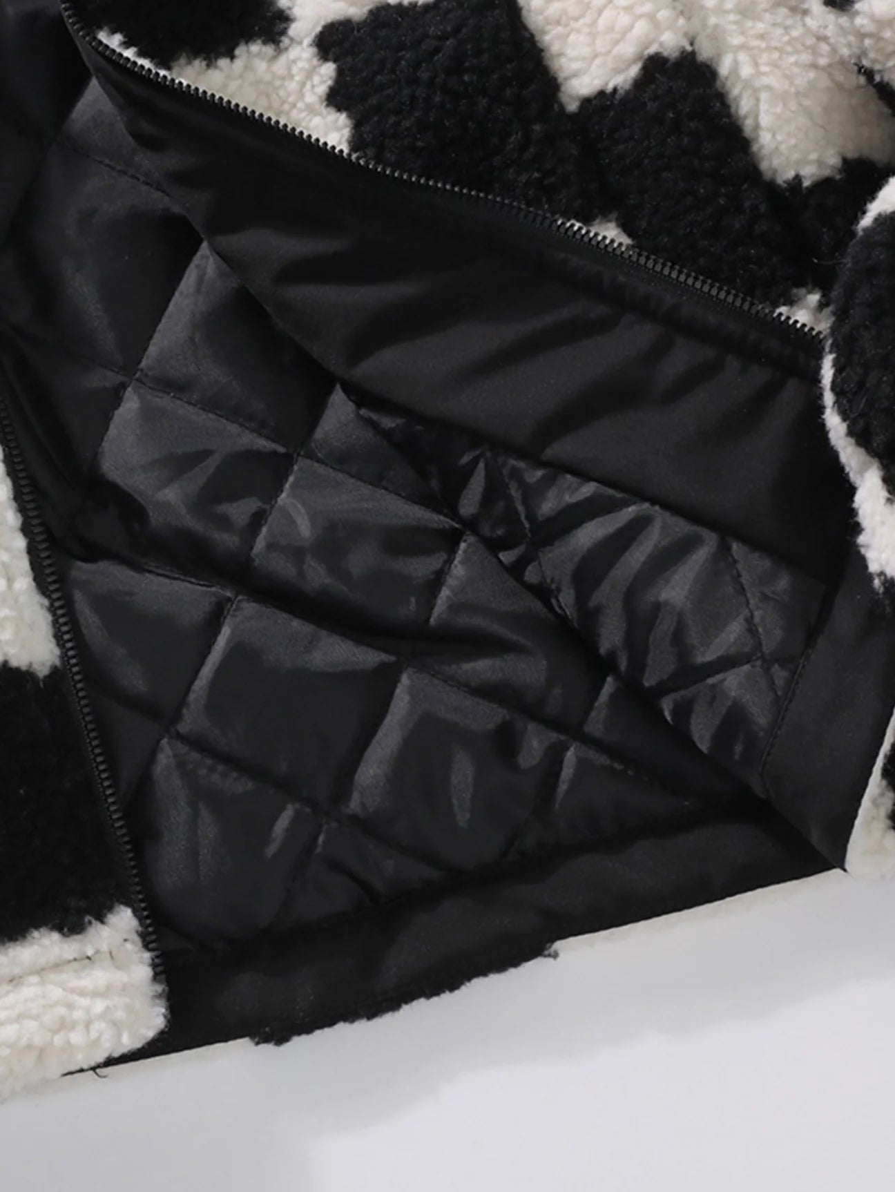 Beau Garcon | Teddy Fleece Checkerboard Stand Collar Jacket