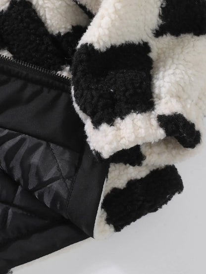 Beau Garcon | Teddy Fleece Checkerboard Stand Collar Jacket