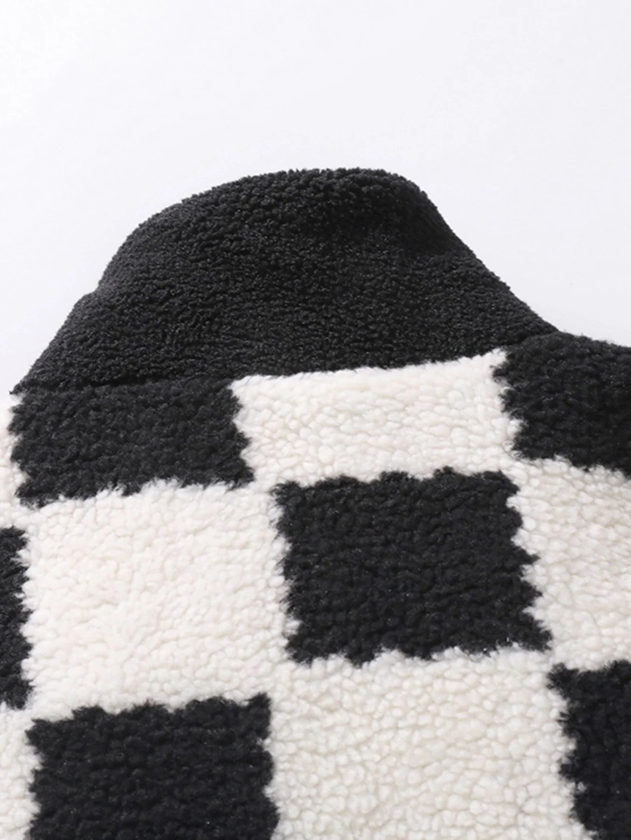 Beau Garcon | Teddy Fleece Checkerboard Stand Collar Jacket