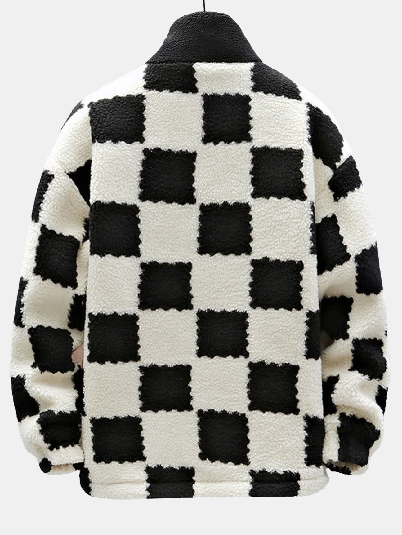 Beau Garcon | Teddy Fleece Checkerboard Stand Collar Jacket