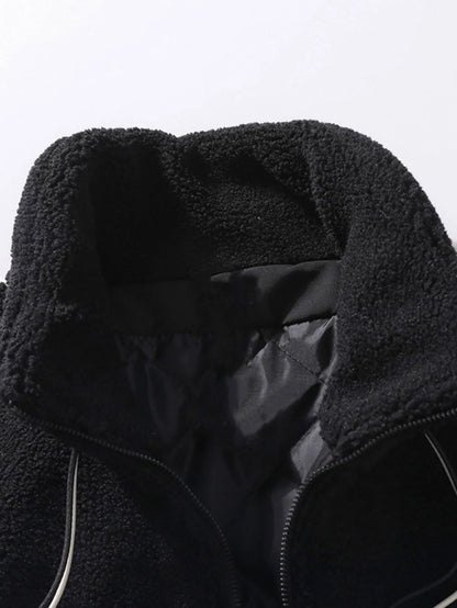 Beau Garcon | Teddy Fleece Checkerboard Stand Collar Jacket