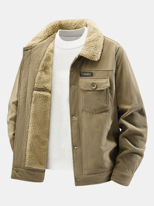Beau Garcon | Teddy Fleece Lined Button Up Corduroy Jacket