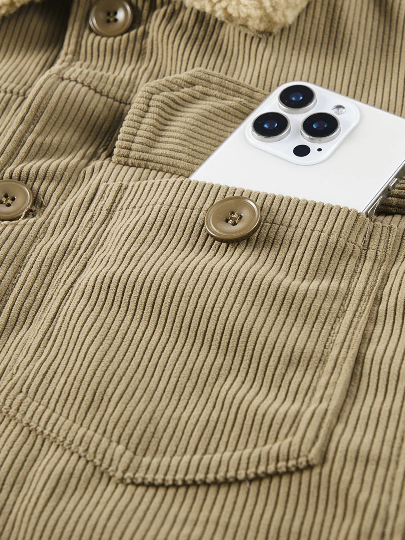 Beau Garcon | Teddy Fleece Lined Button Up Corduroy Jacket
