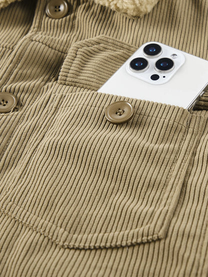 Beau Garcon | Teddy Fleece Lined Button Up Corduroy Jacket