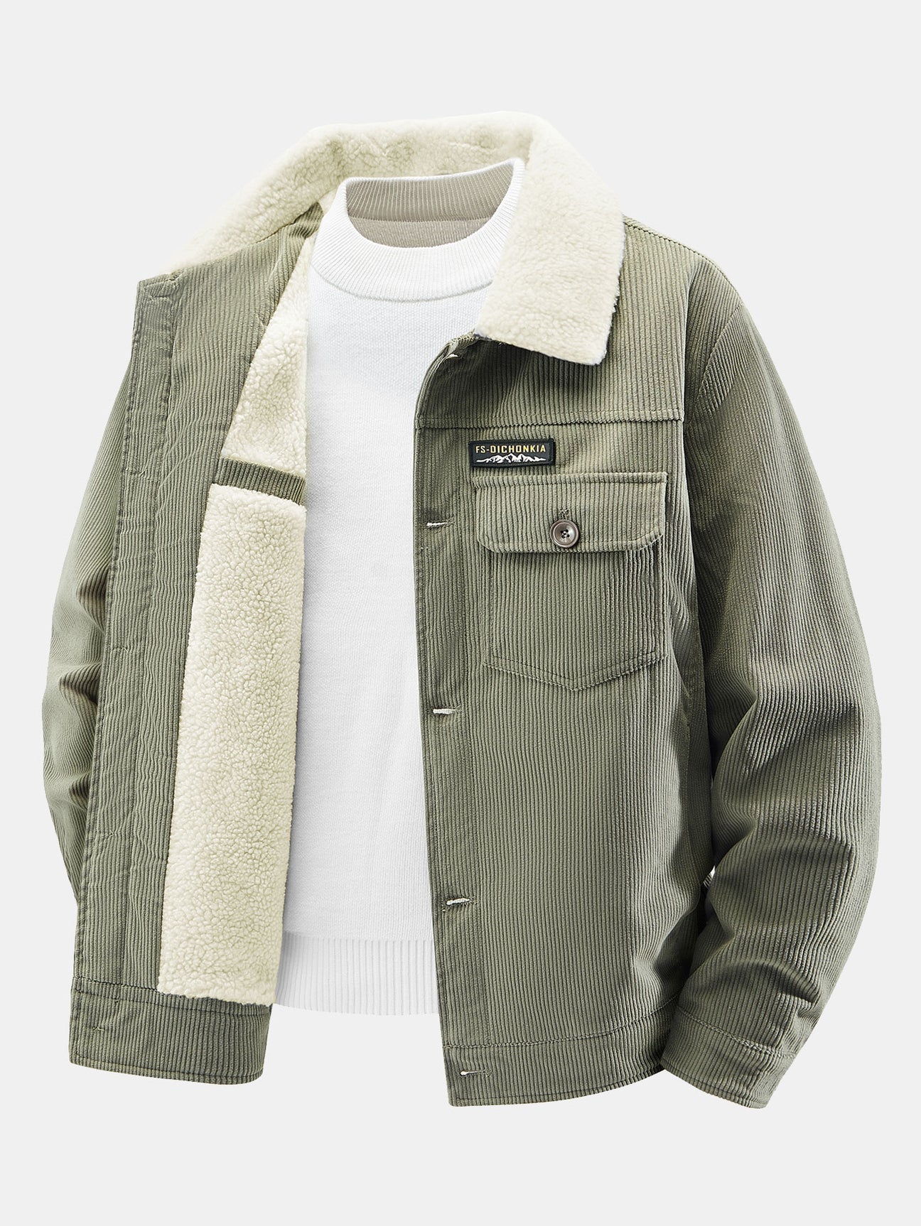 Beau Garcon | Teddy Fleece Lined Button Up Corduroy Jacket