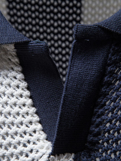 Beau Garcon | V Neck Striped Knit Polo Shirt