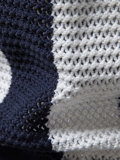 Beau Garcon | V Neck Striped Knit Polo Shirt