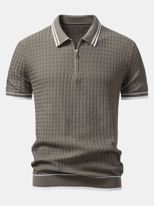 Beau Garcon | Wave Jacquard Zip Up Knitted Polo Shirt