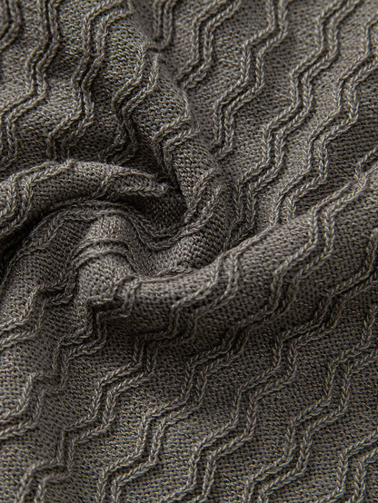 Beau Garcon | Wave Jacquard Zip Up Knitted Polo Shirt