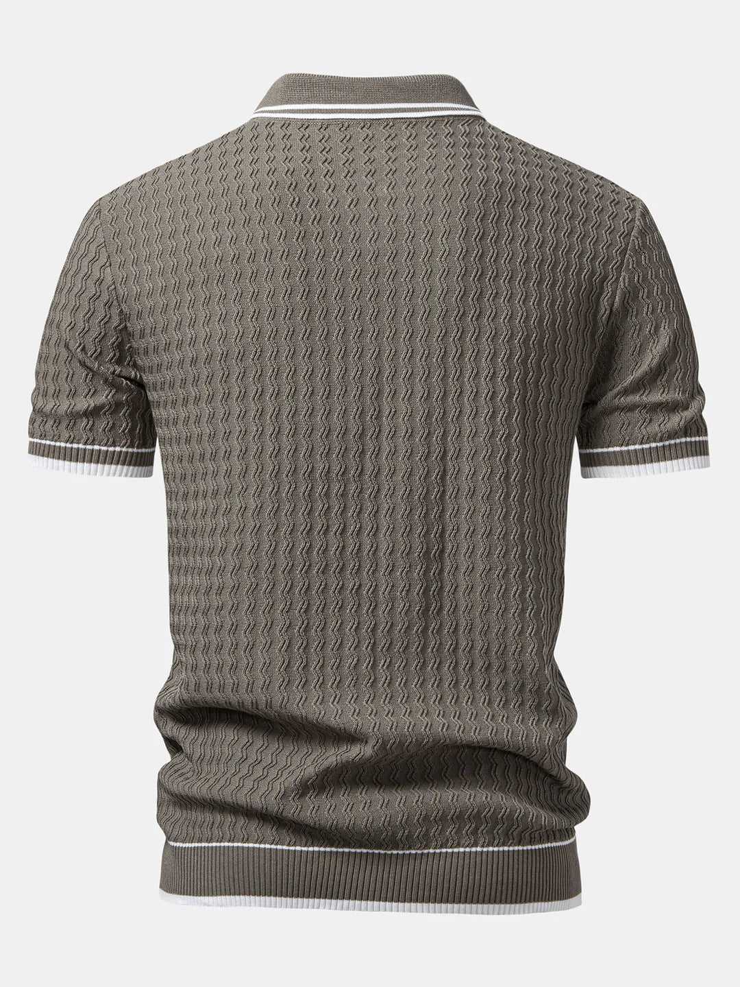 Beau Garcon | Wave Jacquard Zip Up Knitted Polo Shirt