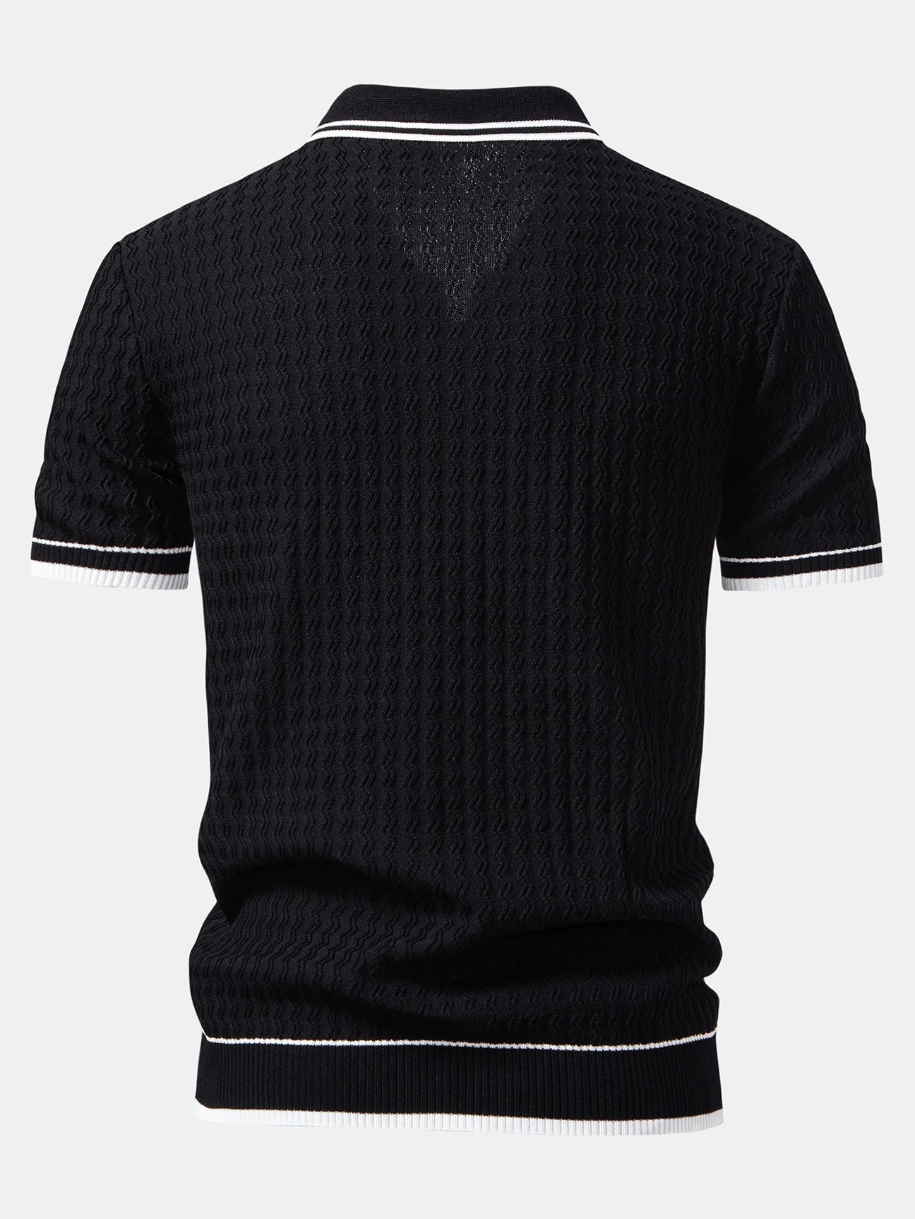 Beau Garcon | Wave Jacquard Zip Up Knitted Polo Shirt