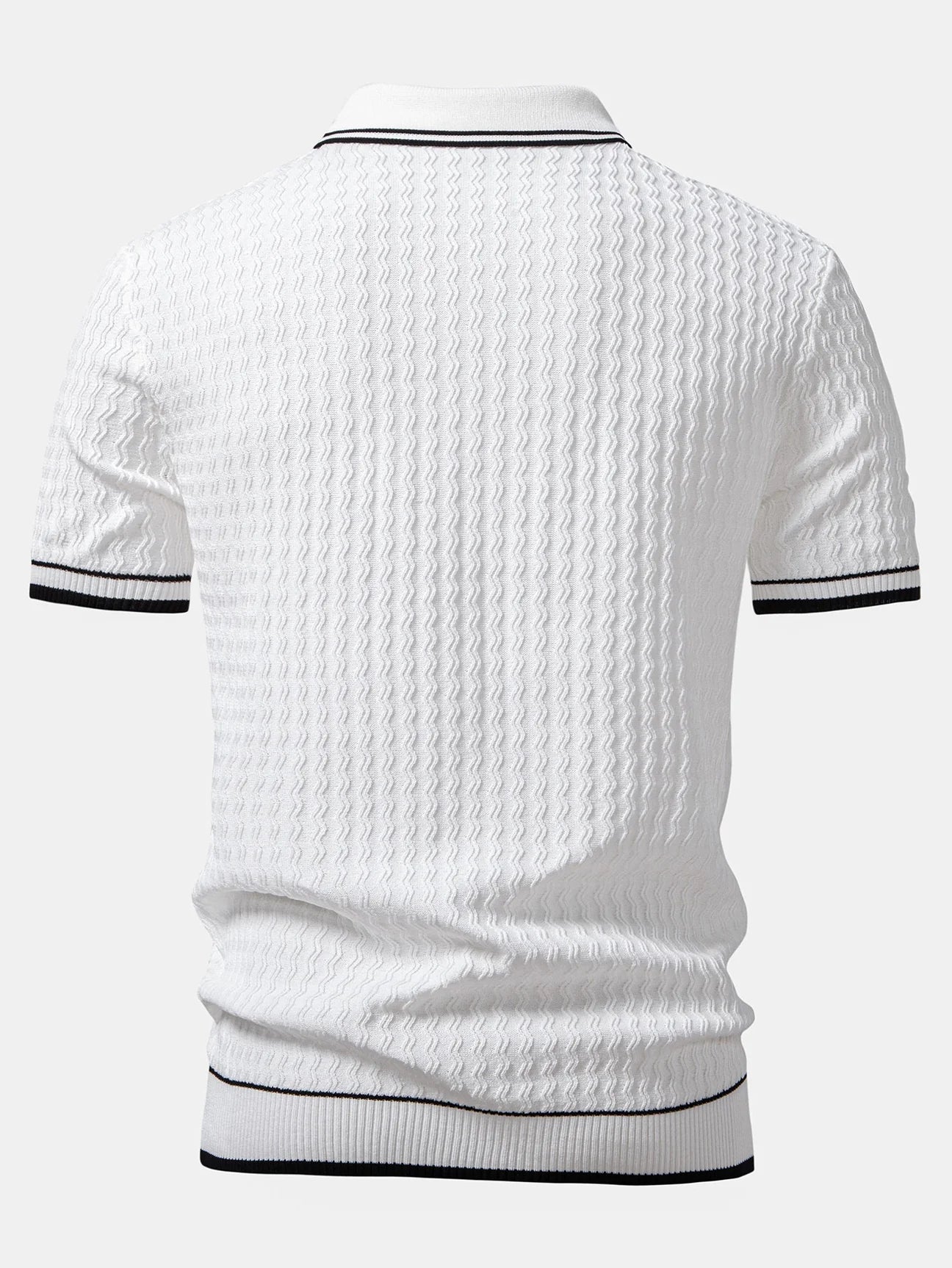 Beau Garcon | Wave Jacquard Zip Up Knitted Polo Shirt