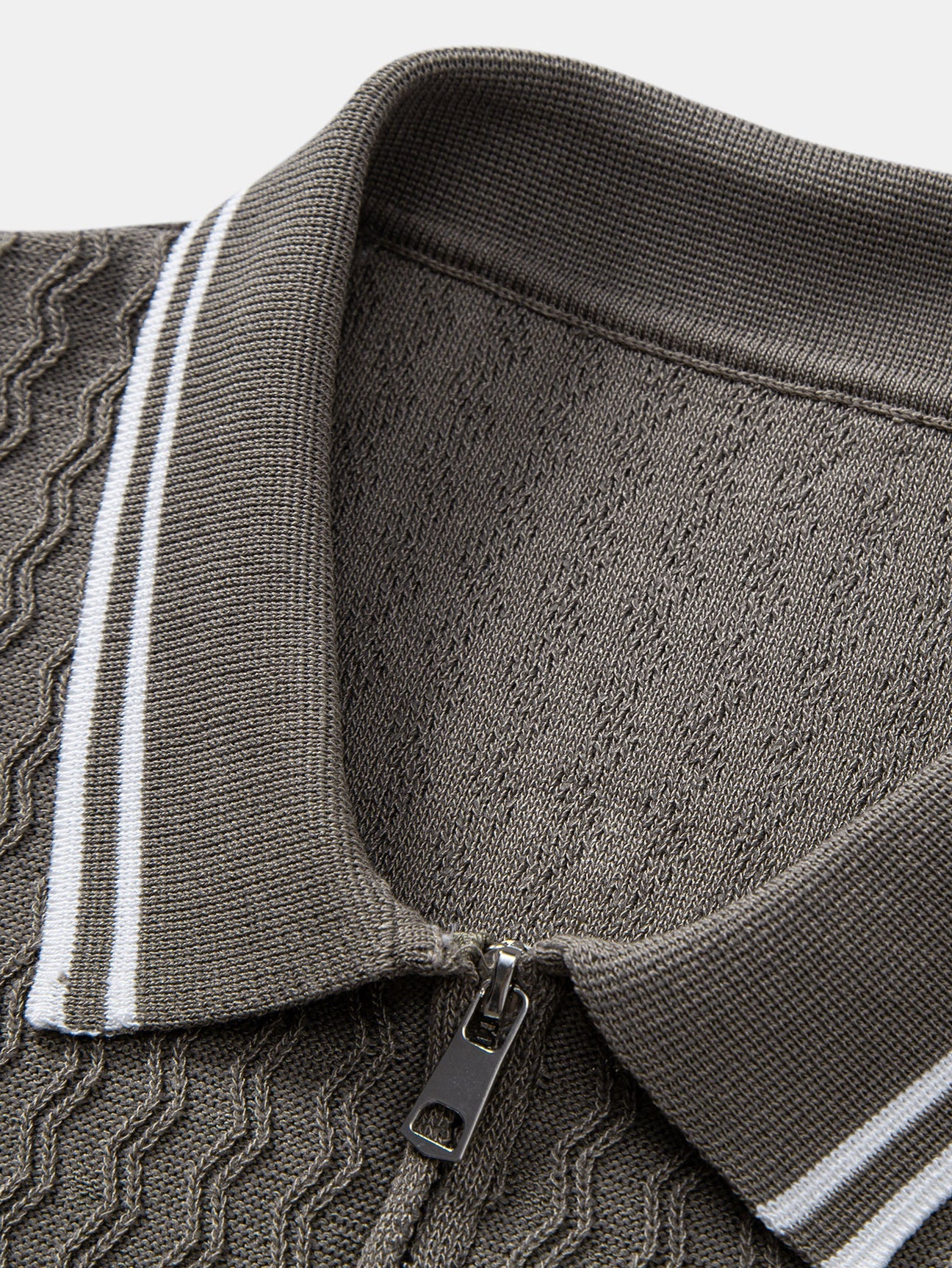 Beau Garcon | Wave Jacquard Zip Up Knitted Polo Shirt