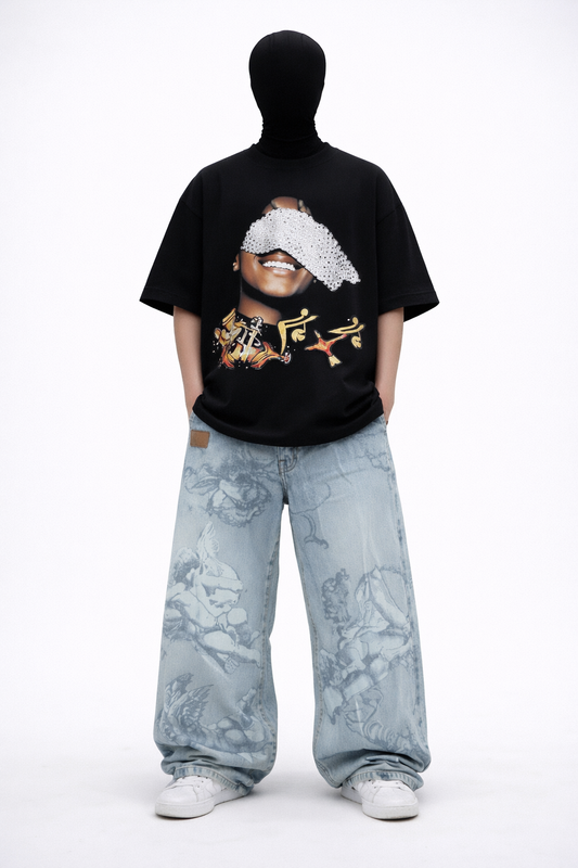 Beau Garcon | Graffiti Print Casual Straight Trousers