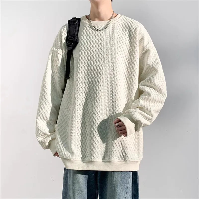 Beau Garcon | Relax Fit Geometric Jacquard Crew Neck Sweatshirt