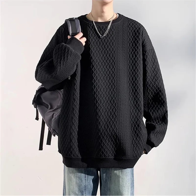 Beau Garcon | Relax Fit Geometric Jacquard Crew Neck Sweatshirt